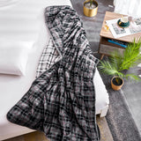 Light Grey Plaid Weighted Velvet and Velvet Throw Blanket