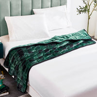 Green Plaid Weighted Velvet and Velvet Throw Blanket