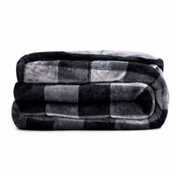 Charcoal Plaid Weighted Velvet and Velvet Throw Blanket