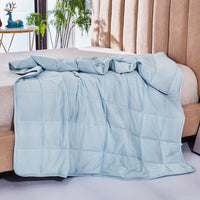 Light Blue Striped Polar Air Cooling Weighted Thrown Blanket