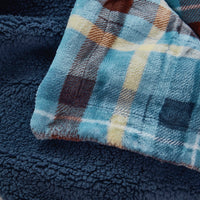 Ambrose Blue Reversible Velvet and Sherpa Throw Blanket