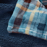 Ambrose Blue Reversible Velvet and Sherpa Throw Blanket