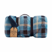 Ambrose Blue Reversible Velvet and Sherpa Throw Blanket