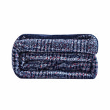 Navy Blue Reversible Velvet and Sherpa Throw Blanket