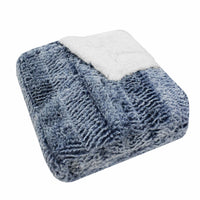 Luxury Blue Faux Fur and Sherpa Throw Blanket