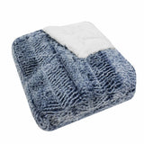 Luxury Blue Faux Fur and Sherpa Throw Blanket