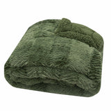 Luxury Olive Green Faux Fur Sherpa Throw Blanket