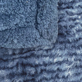 Reversible Pinstripe Texture Blue Faux Rabbit Fur and Sherpa Throw Blanket