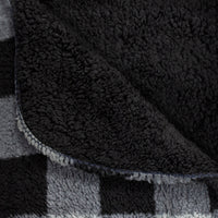 Black Grey and Black Printed Sherpa and Sherpa Throw Blanket