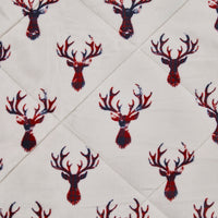 Deer Head Red Navy Printed Velvet and Velvet Throw Blanket