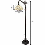 62" Brown Traditional Shaped Floor Lamp With White Stained Glass Bowl Shade