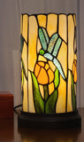 11" Tiffany Style Dragonfly Floral Accent Table Lamp