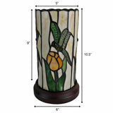 11" Tiffany Style Dragonfly Floral Accent Table Lamp