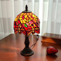 15" Tiffany Style Stained Glass Dragonflies Table Lamp