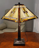 23" Stained Glass Two Light Mission Style Table Lamp with Stained Glass Shade