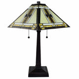 23" Stained Glass Two Light Mission Style Table Lamp with Stained Glass Shade