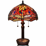 20" Stained Glass Two Light Dragonfly Accent Table Lamp