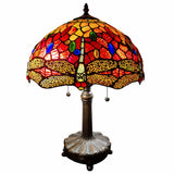 20" Stained Glass Two Light Dragonfly Accent Table Lamp