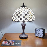 19" Tiffany Style Jeweled Glass Shade Table Lamp