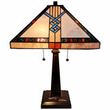 23" Stained Glass Stained Glass Antique Two Light Mission Style Table Lamp