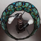 21" Stained Glass Two Light Jeweled Floral Drum Table Lamp