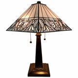 23" Stained Glass Butterfly Two Light Mission Style Table Lamp
