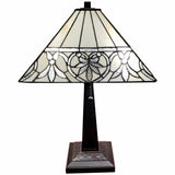 23" Stained Glass Butterfly Two Light Mission Style Table Lamp