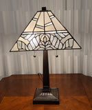 23" Stained Glass Leafy Vintage Two Light Mission Style Table Lamp