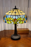 23" Stained Glass Two Light Jeweled Floral Accent Table Lamp