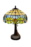 23" Stained Glass Two Light Jeweled Floral Accent Table Lamp