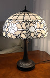 23" Stained Glass Two Light Jeweled Vintage Accent Table Lamp