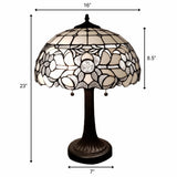 23" Stained Glass Two Light Jeweled Vintage Accent Table Lamp