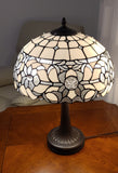 23" Stained Glass Two Light Jeweled Vintage Accent Table Lamp
