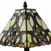 15" Tiffany Style Vintage Abstract Brown Table Lamp