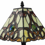 15" Tiffany Style Vintage Abstract Brown Table Lamp