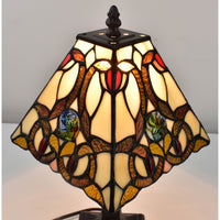 15" Tiffany Style Vintage Abstract Brown Table Lamp