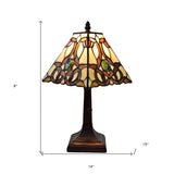 15" Tiffany Style Vintage Abstract Brown Table Lamp