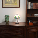 15" Tiffany White Yellow and Blue Mission Style  Table Lamp