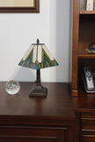 15" Tiffany White Yellow and Blue Mission Style  Table Lamp