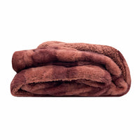 Reversible Buffalo Burgundy Faux Rabbit Fur and Sherpa Throw Blanket