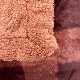 Reversible Buffalo Burgundy Faux Rabbit Fur and Sherpa Throw Blanket