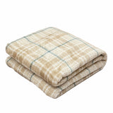 Brushed Check Tan Green Reversible Velvet and Sherpa Throw Blanket