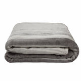 Border Stripe Grey Reversible Velvet and Sherpa Throw Blanket