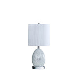 20" White Luster Mirrored Glass Table Lamp With Night Light