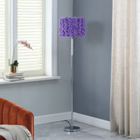 63" Steel Traditional Shaped Floor Lamp With Lavender Drum Shade