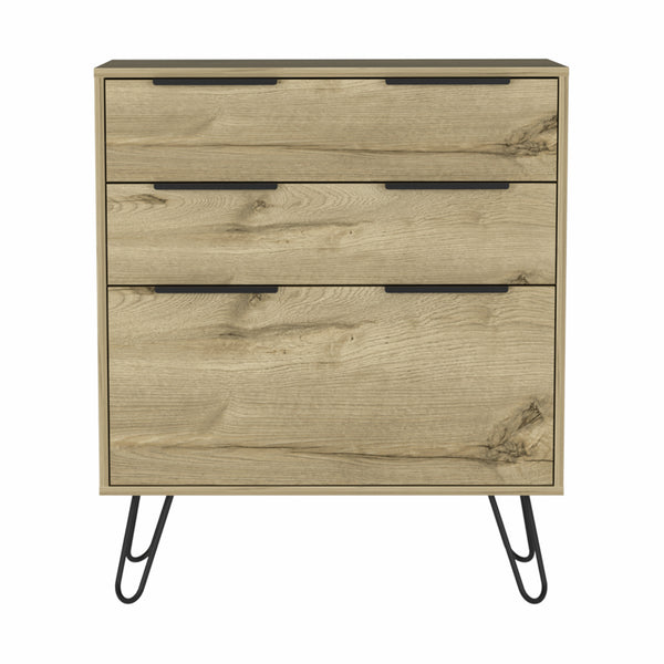 30" Light Oak Manufactured Wood Three Drawer Standard Dresser