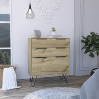 30" Light Oak Manufactured Wood Three Drawer Standard Dresser