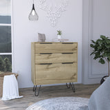 30" Light Oak Manufactured Wood Three Drawer Standard Dresser