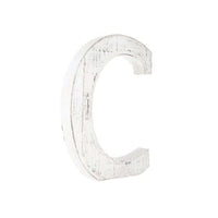 16" Distressed White Wash Wooden Initial Letter C Sculpture