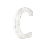 16" Distressed White Wash Wooden Initial Letter C Sculpture